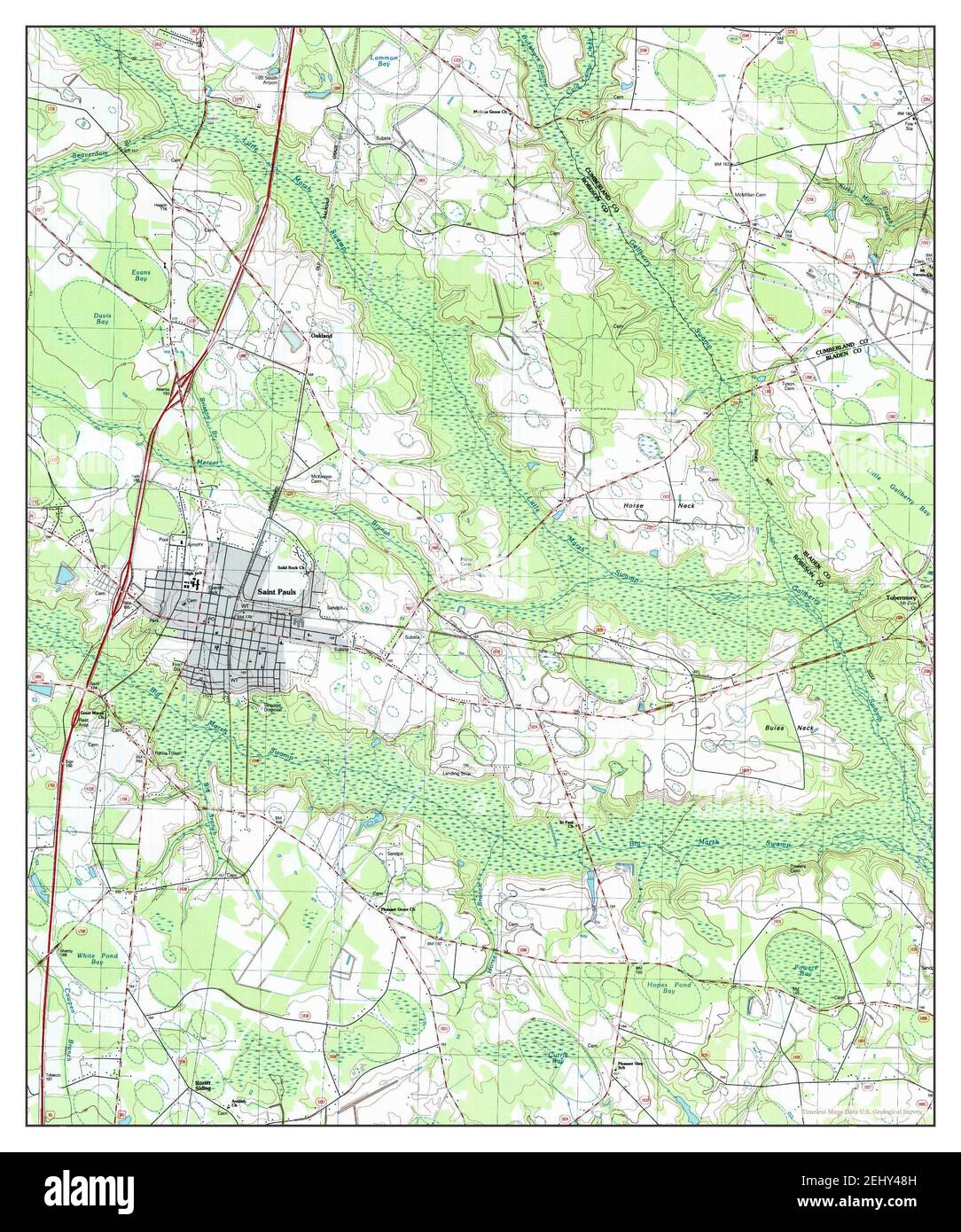 Saint Pauls, North Carolina, map 1997, 124000, United States of America by Timeless Maps, data