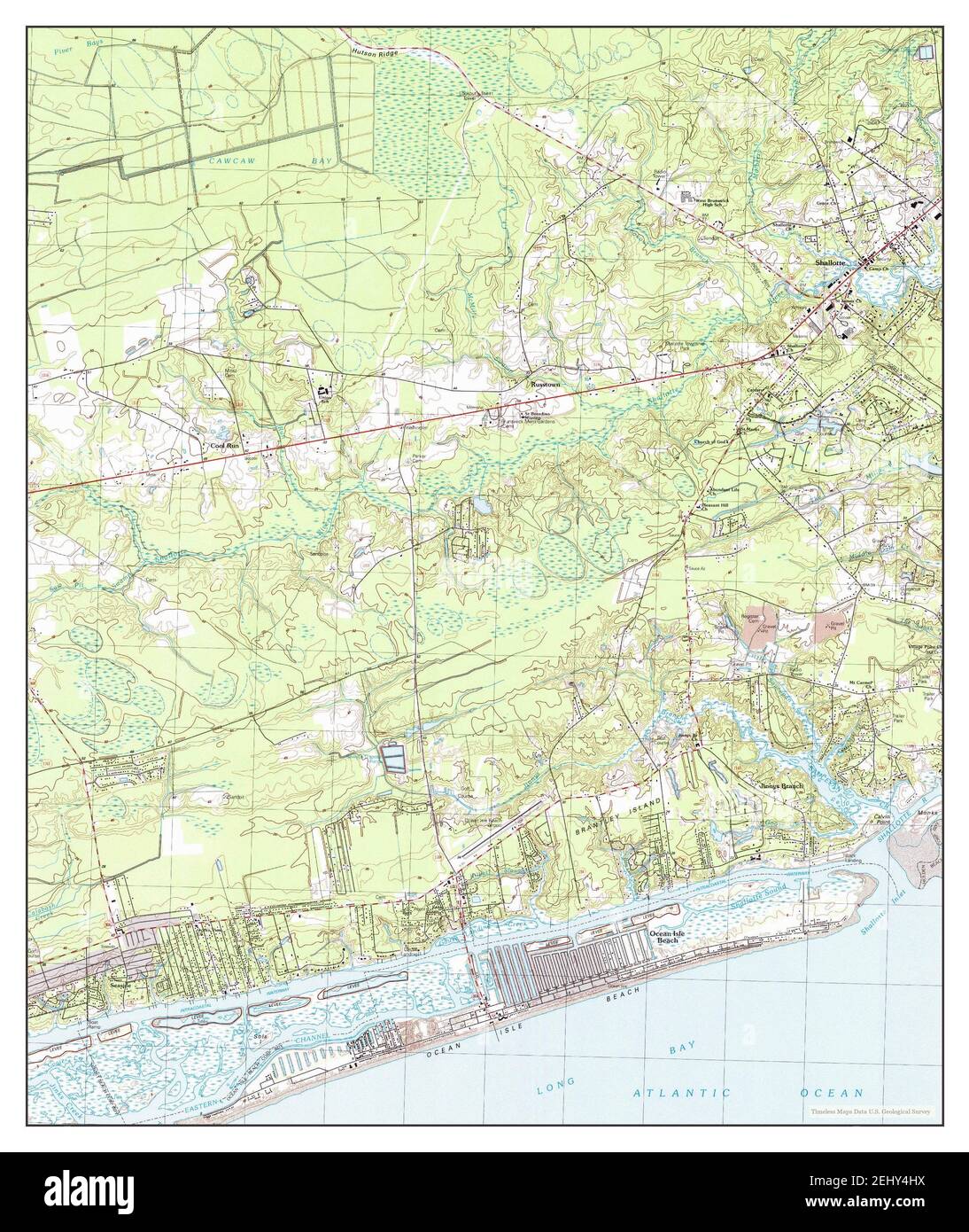 Shallotte, North Carolina, map 1990, 124000, United States of America by Timeless Maps, data U