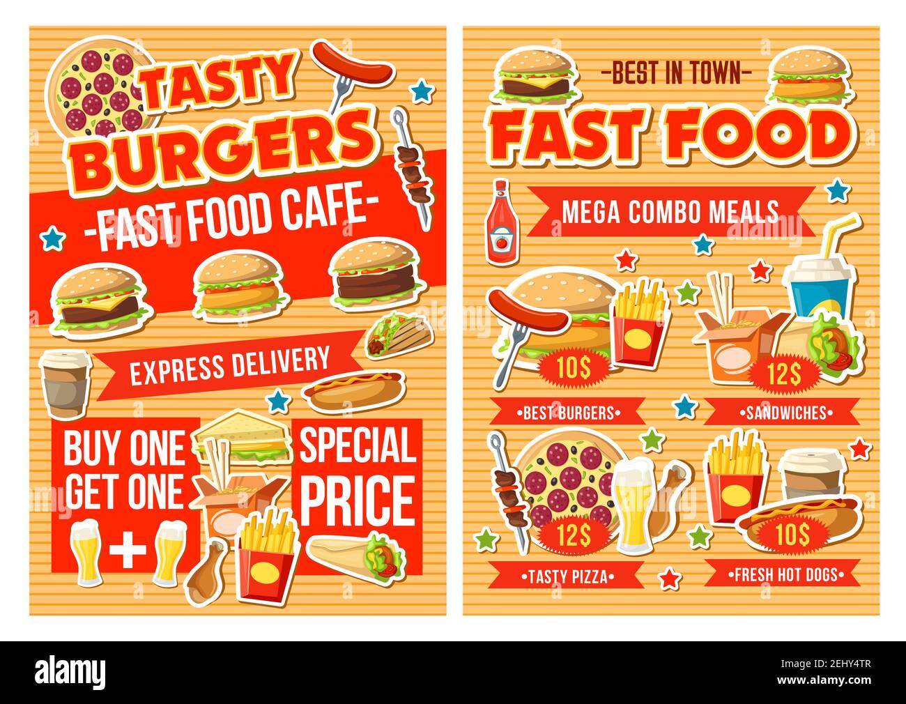 Fast Food Restaurant Combo Meal Menu Vector Design With Special Offer fast-food-restaurant-combo-meal-menu-vector-design-with-special-offer