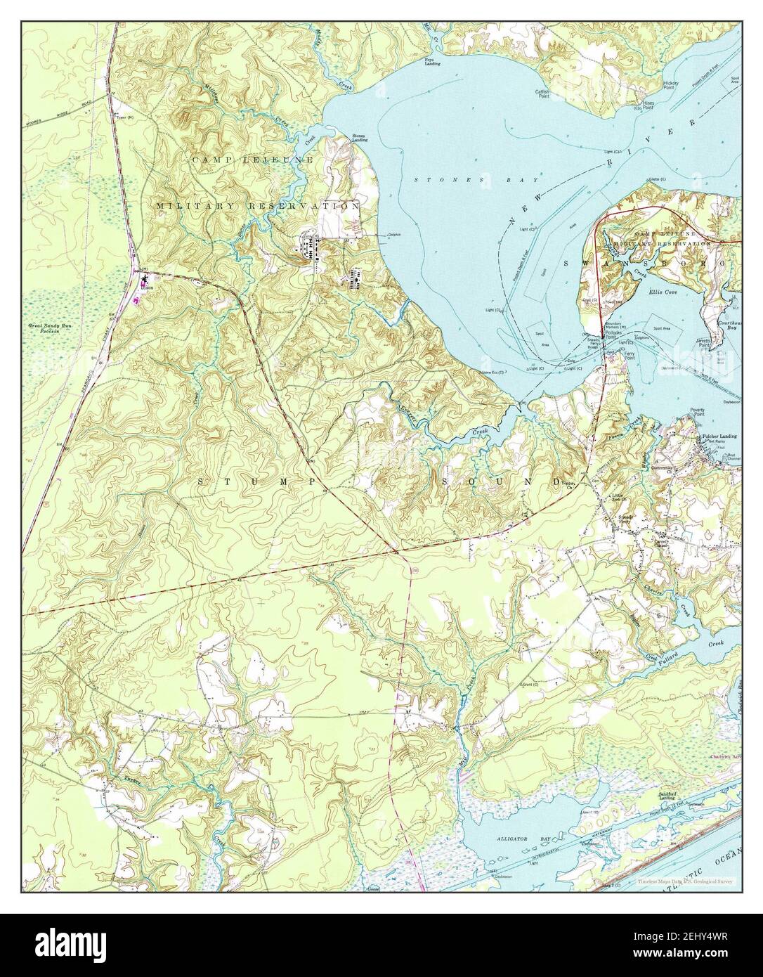 Sneads Ferry, North Carolina, map 1952, 124000, United States of