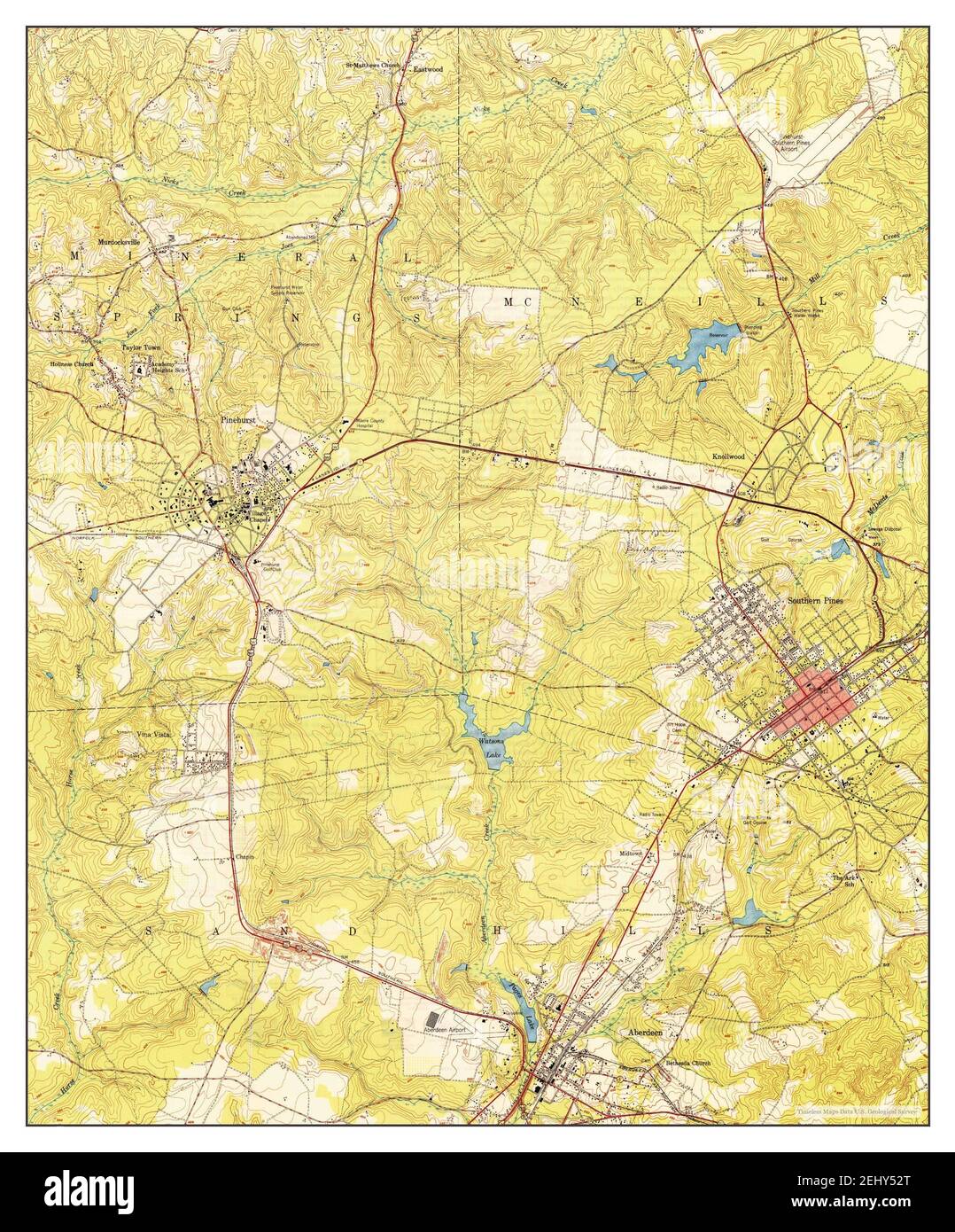 Map Of Southern Pines North Carolina Southern Pines, North Carolina, Map 1950, 1:24000, United States Of America  By Timeless Maps, Data U.s. Geological Survey Stock Photo - Alamy