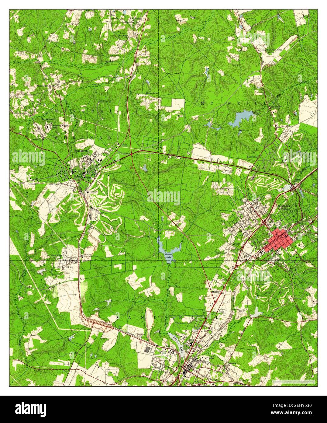 Southern Pines, North Carolina, map 1957, 124000, United States of America by Timeless Maps