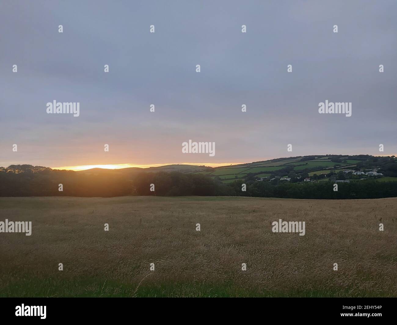 Views over Exmoor at sunset Stock Photo - Alamy