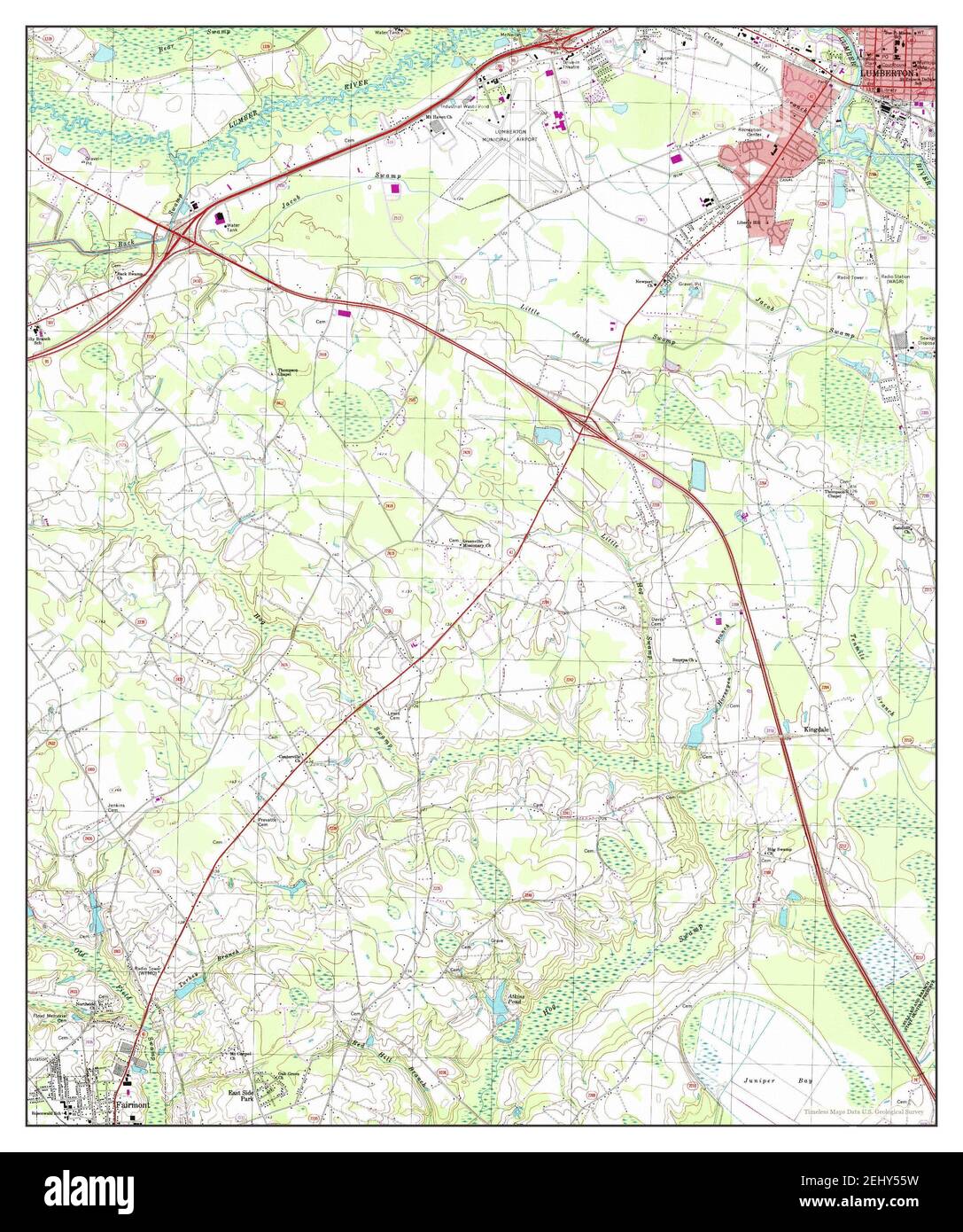 Southwest Lumberton, North Carolina, map 1997, 124000, United States