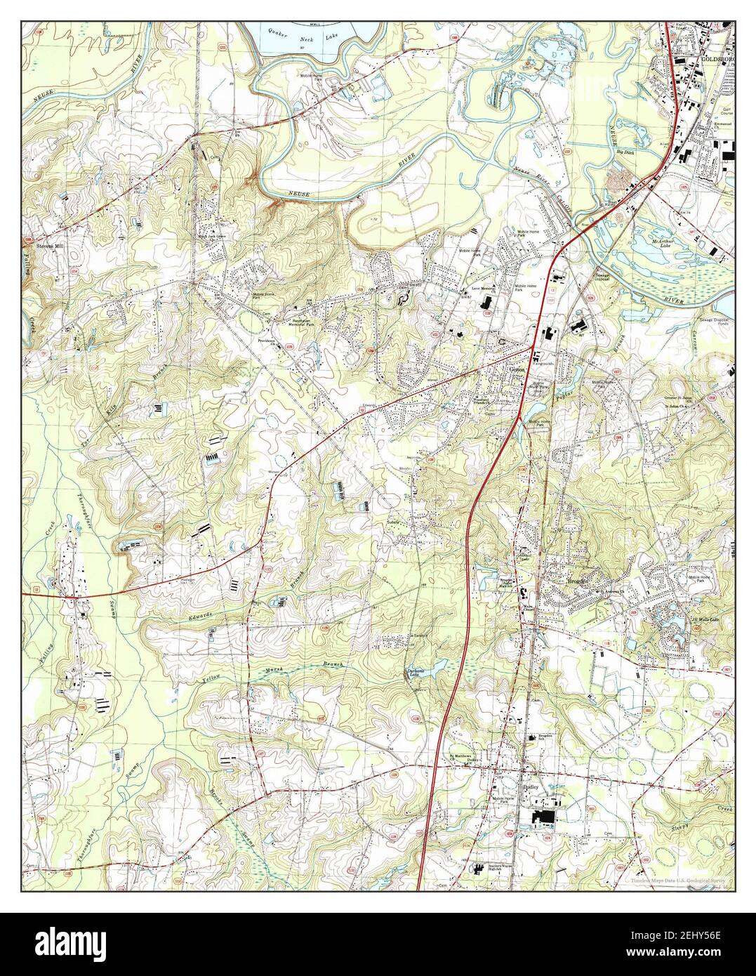 Southwest Goldsboro, North Carolina, map 1998, 124000, United States of America by Timeless