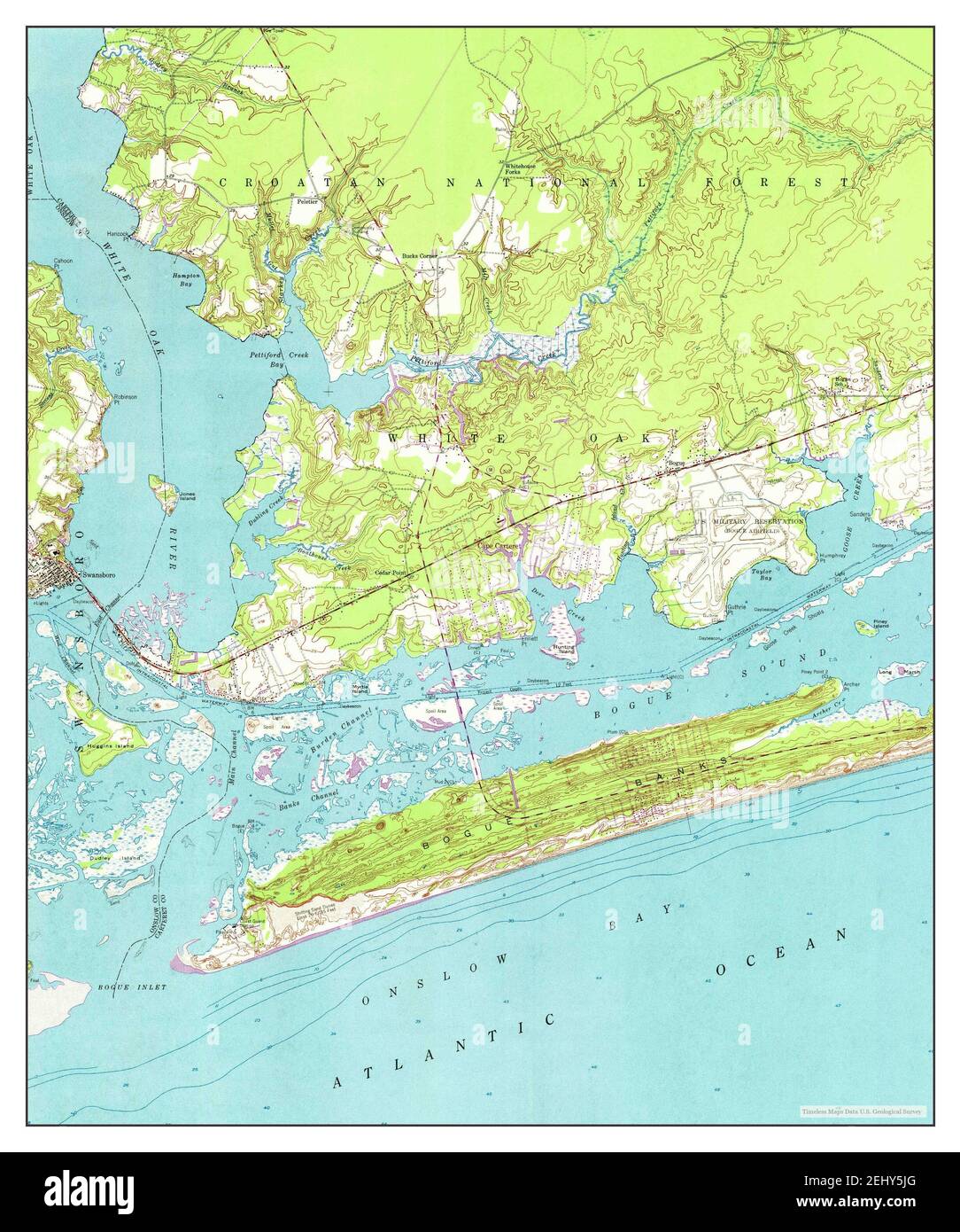 Swansboro, North Carolina, map 1952, 1:24000, United States of America by  Timeless Maps, data U.S. Geological Survey Stock Photo - Alamy