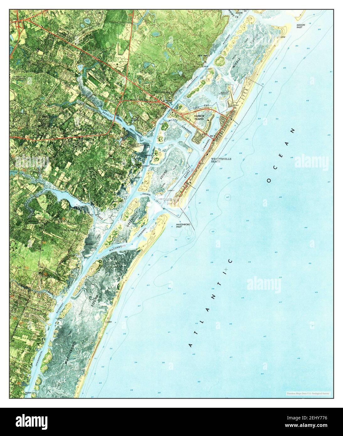 Wrightsville Beach, North Carolina, map 1970, 124000, United States of