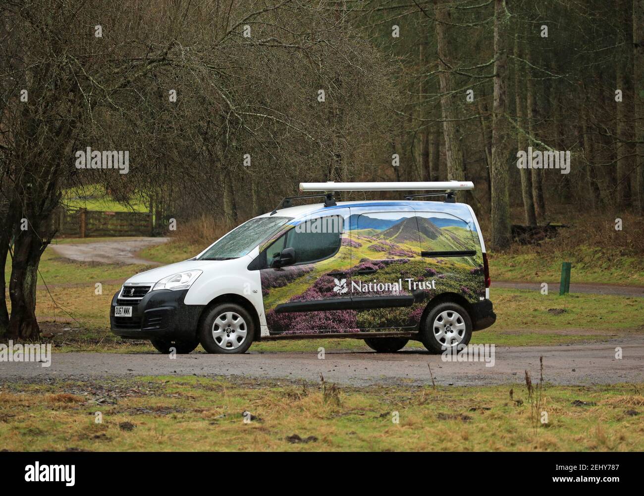 Nation trust van parked at Comer wood, Shropshire, England, UK. Stock Photo