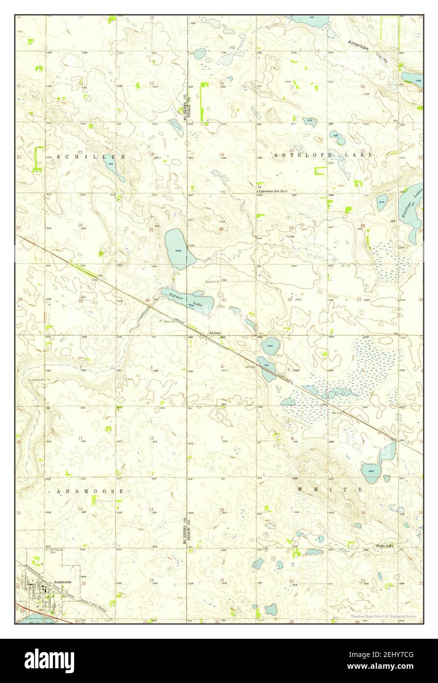 Anamoose, North Dakota, map 1958, 124000, United States of America by