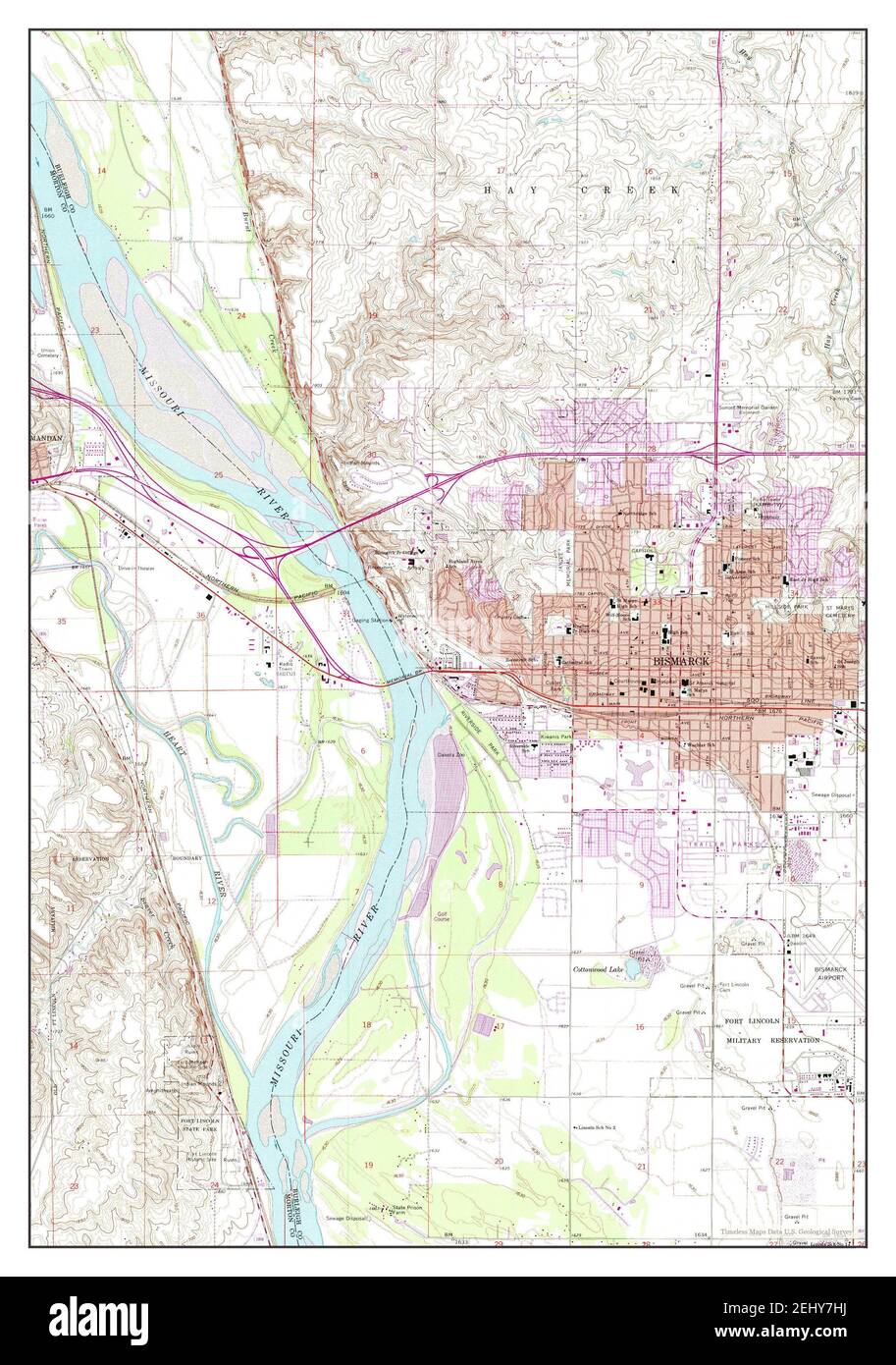 Bismarck, North Dakota, map 1962, 124000, United States of America by Timeless Maps, data U.S