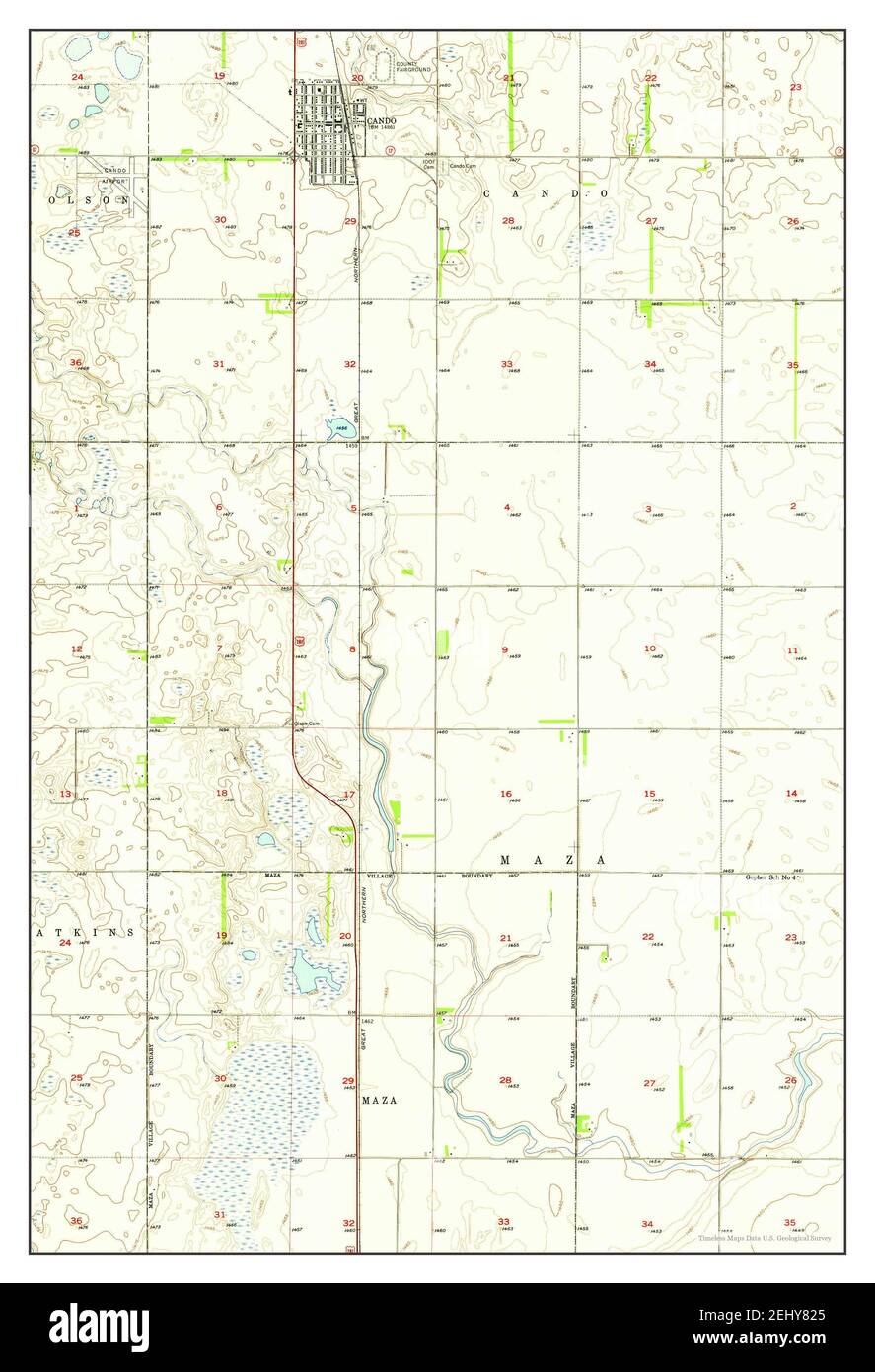 Cando, North Dakota, map 1957, 124000, United States of America by Timeless Maps, data U.S
