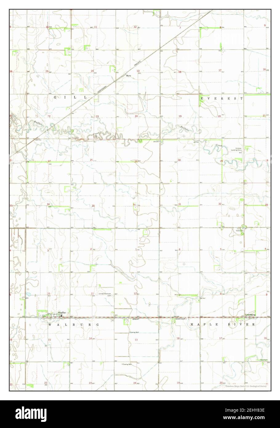 Chaffee, North Dakota, map 1967, 124000, United States of America by Timeless Maps, data U.S