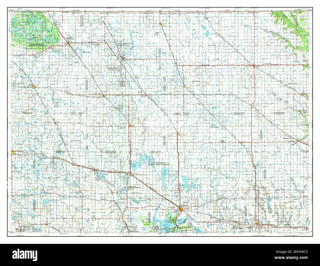 Devils Lake, North Dakota, map 1953, 1250000, United States of America