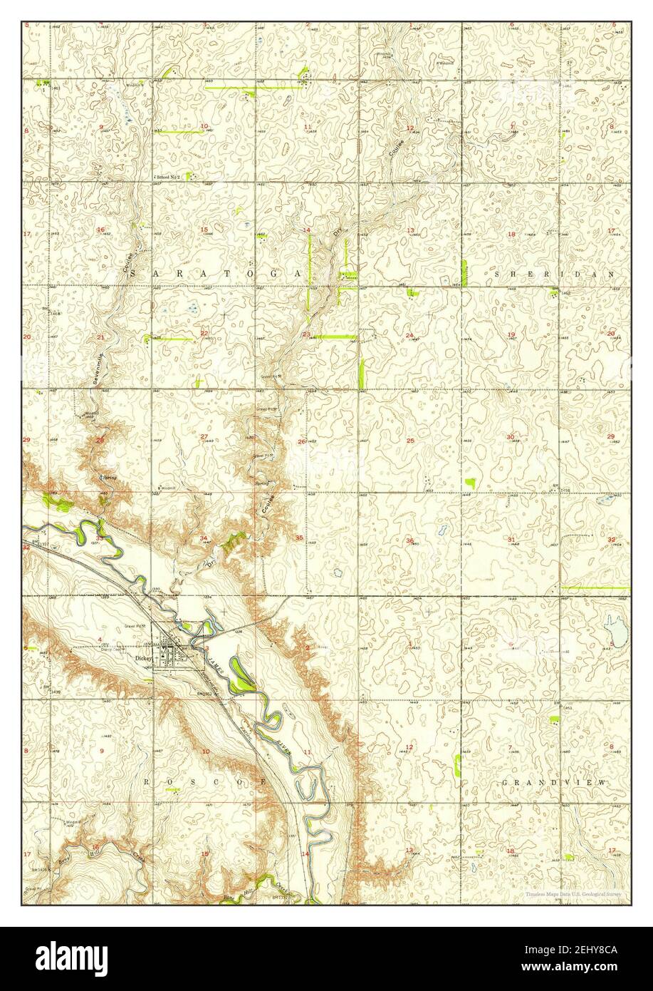 Dickey, North Dakota, map 1952, 124000, United States of America by Timeless Maps, data U.S