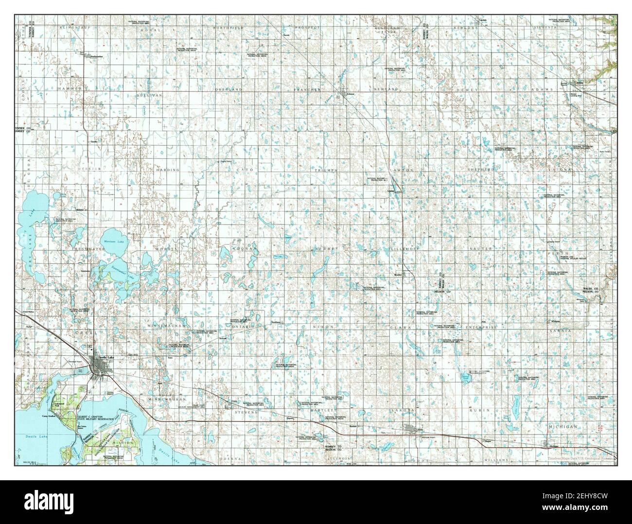 Devils Lake, North Dakota, map 1993, 1100000, United States of America