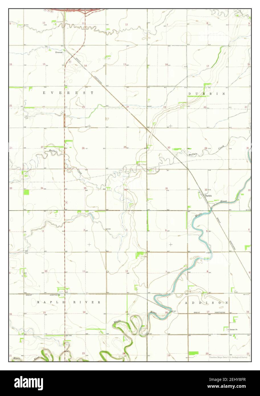 Durbin, North Dakota, map 1961, 1:24000, United States of America by Timeless Maps, data U.S. Geological Survey Stock Photo