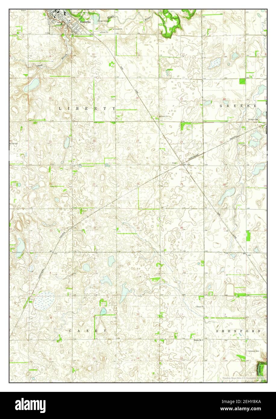 Enderlin South, North Dakota, map 1960, 1:24000, United States of America  by Timeless Maps, data U.S. Geological Survey Stock Photo - Alamy