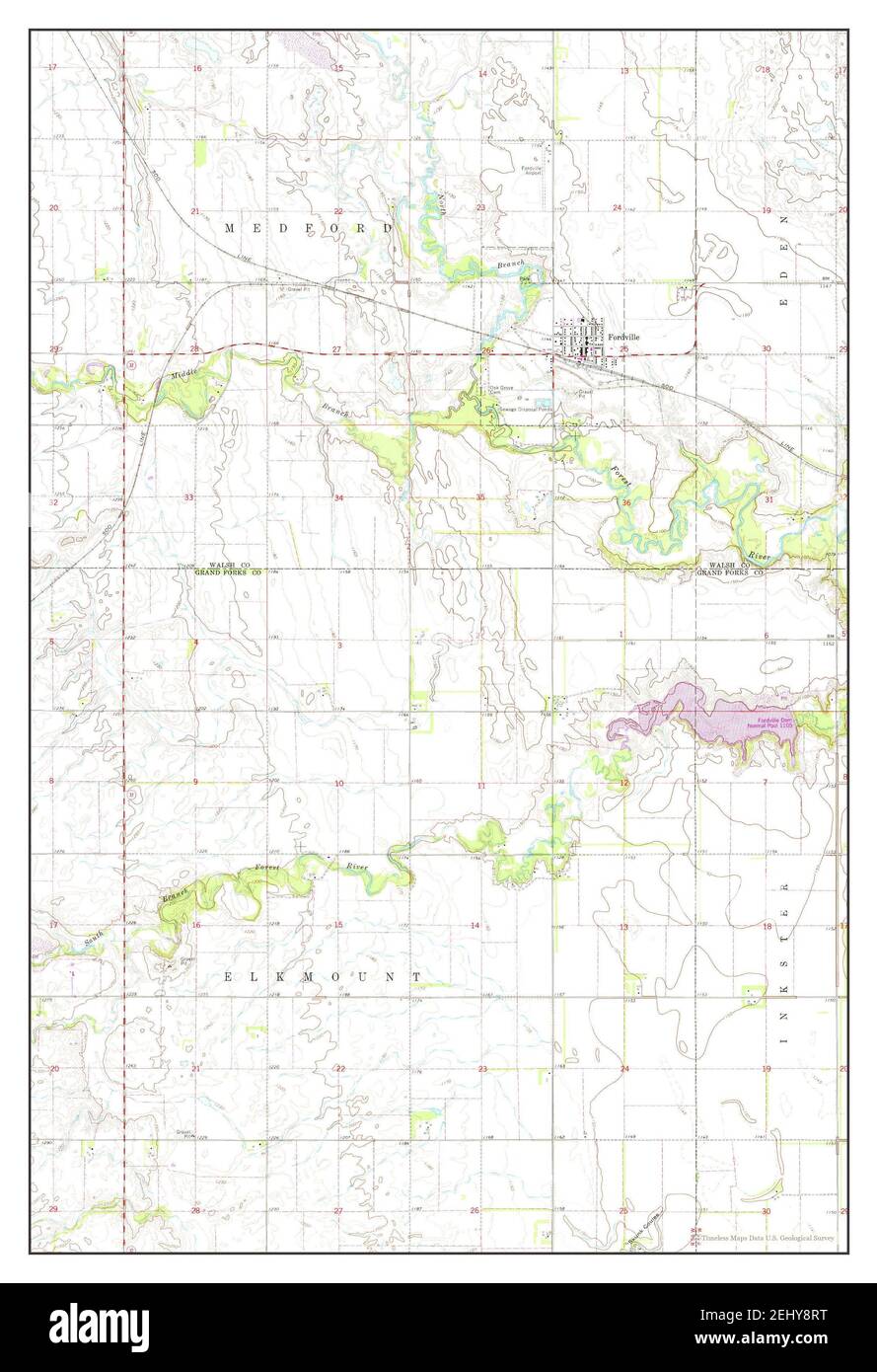 Fordville, North Dakota, map 1963, 124000, United States of America by