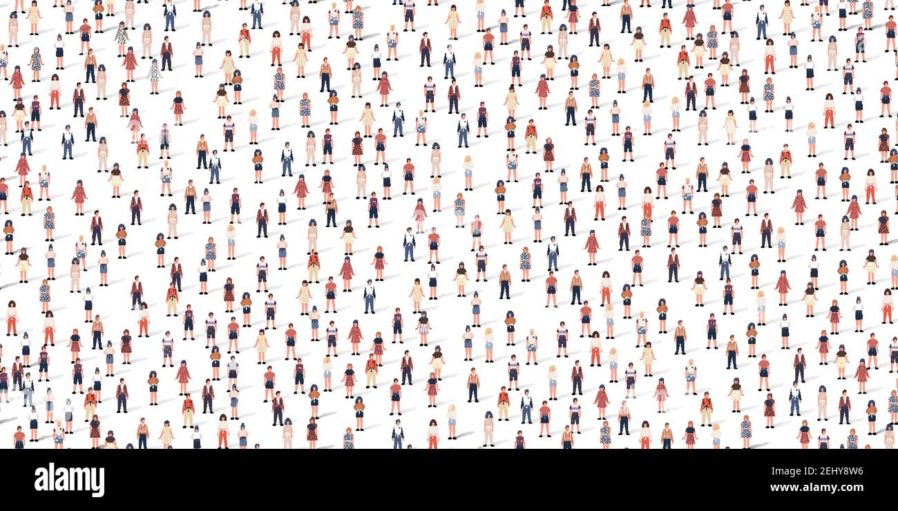 Crowd different people seamless background. Large group of citizen in ...