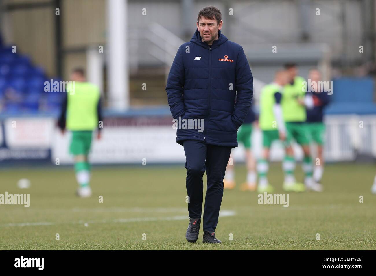HARTLEPOOL, ENGLAND. FEB 20TH:  Hartlepool manager, Dave Challinor before the Vanarama National League match between Hartlepool United and Yeovil Town at Victoria Park, Hartlepool on Saturday 20th February 2021. (Credit: Mark Fletcher | MI News) Stock Photo