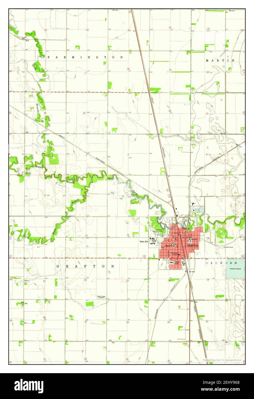 Grafton, North Dakota, map 1960, 124000, United States of America by Timeless Maps, data U.S