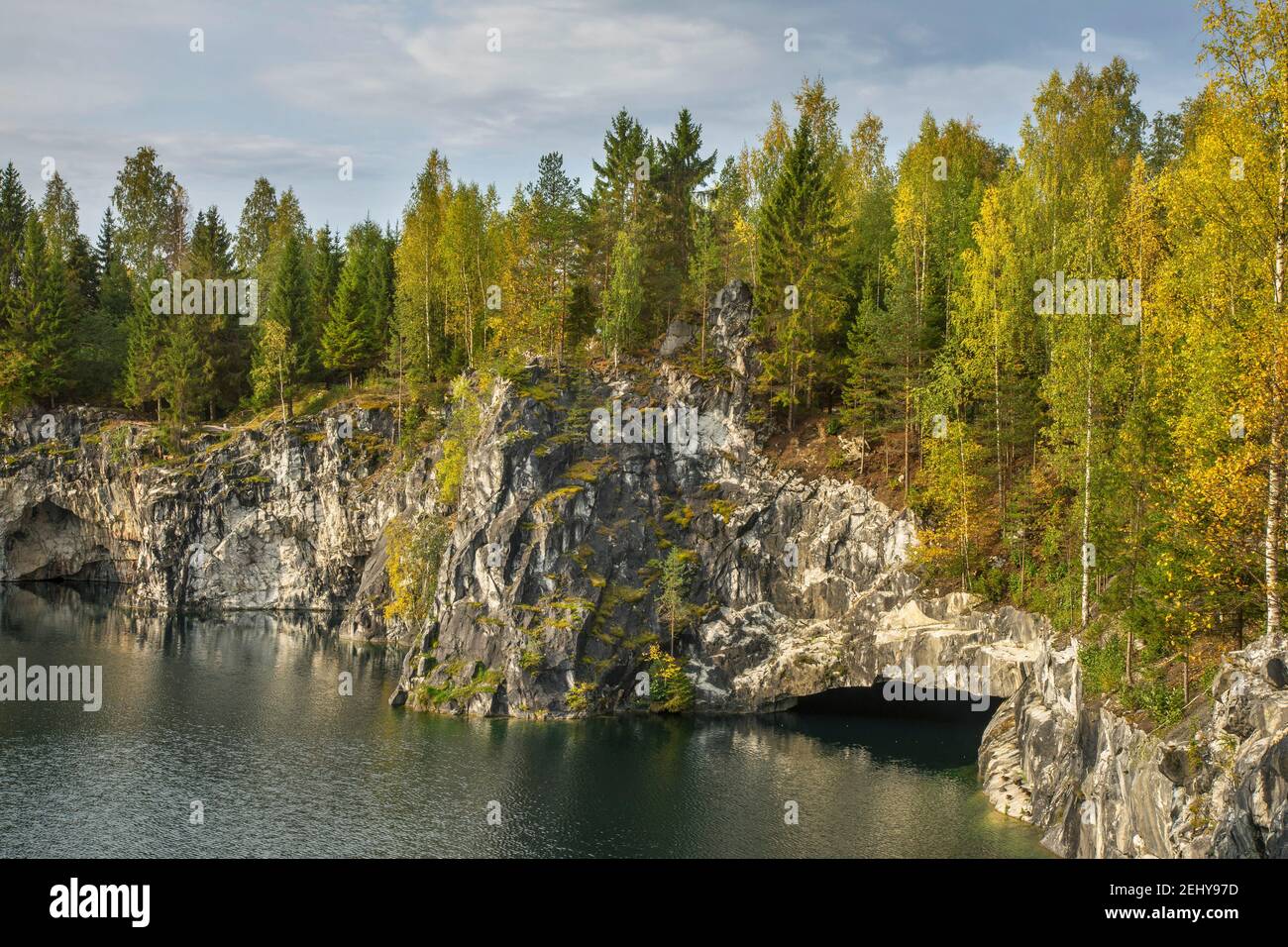 Grand marble canyon in Mountain Park Ruskeala. Republic of Karelia. Russia Stock Photo
