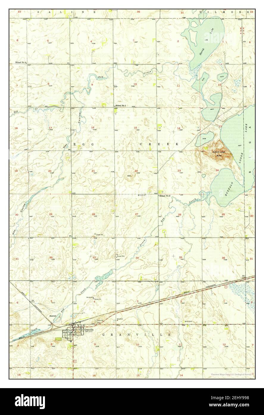 Granville, North Dakota, map 1949, 124000, United States of America by