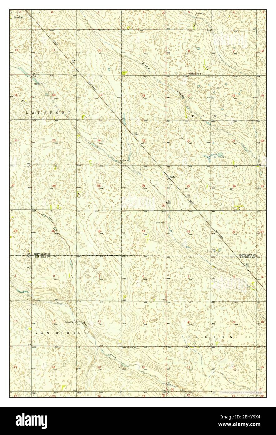 Lansford SE, North Dakota, map 1949, 124000, United States of America