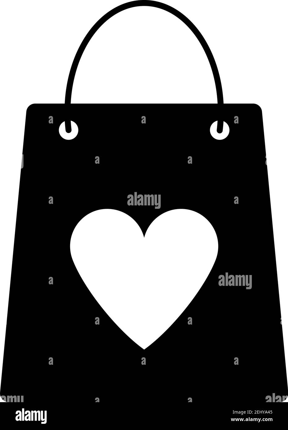 Shopping Bag With Heart Icon. Black Glyph Design. Vector Illustration ...