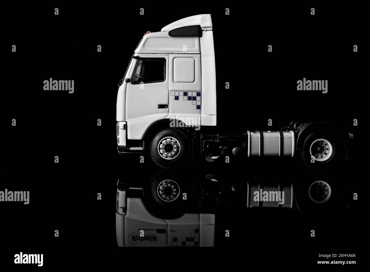 Truck TIR cab without trailer isolated on black background Stock Photo