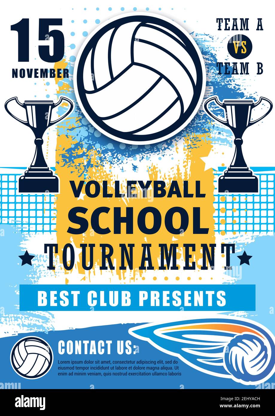 Volleyball sport championship cup and school league or college team