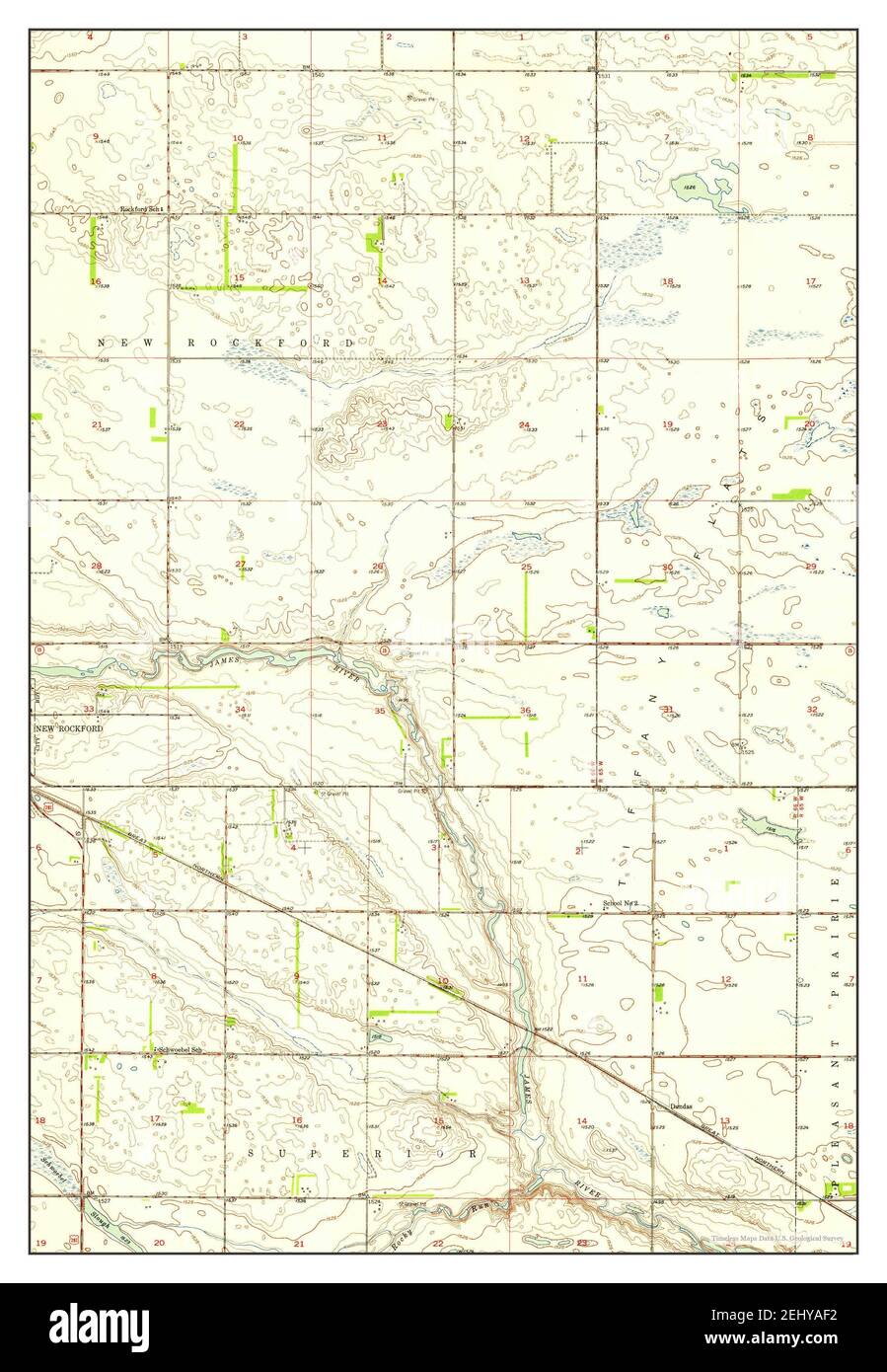 New Rockford NE, North Dakota, map 1950, 124000, United States of America by Timeless Maps