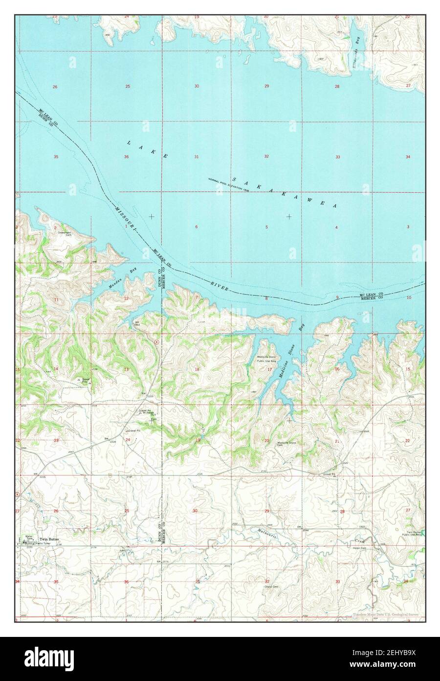 Twin Buttes, North Dakota, map 1967, 124000, United States of America