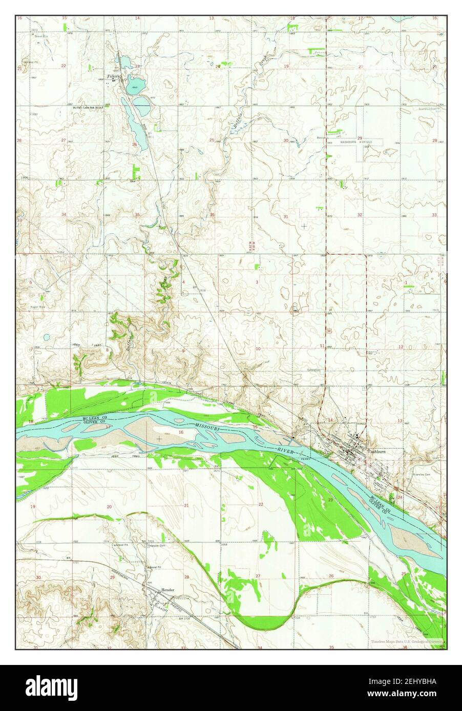 Washburn, North Dakota, map 1961, 124000, United States of America by