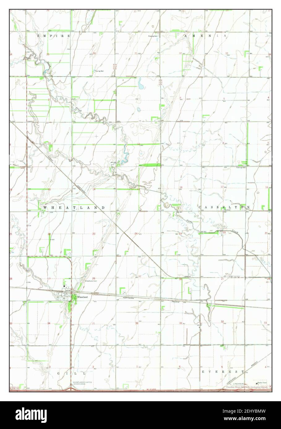 Wheatland, North Dakota, map 1967, 124000, United States of America by Timeless Maps, data U.S