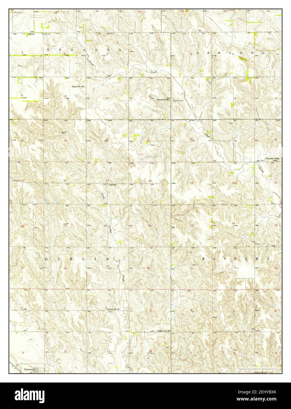 Akron, Nebraska, map 1954, 1:24000, United States of America by Timeless Maps, data U.S. Geological Survey Stock Photo
