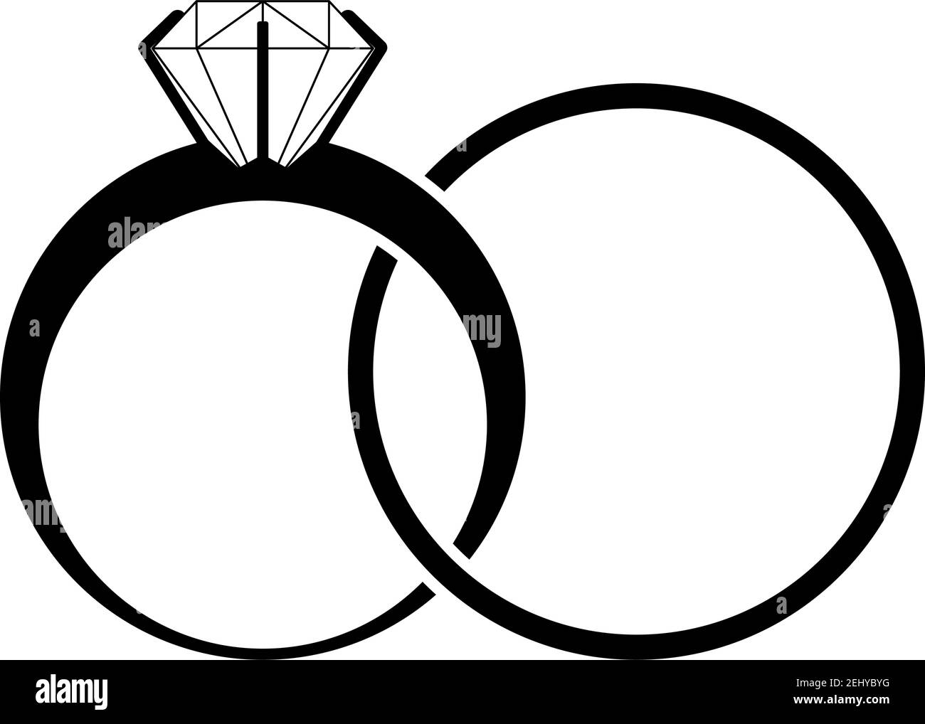 Wedding Rings Icon. Black Glyph Design. Vector Illustration Stock ...