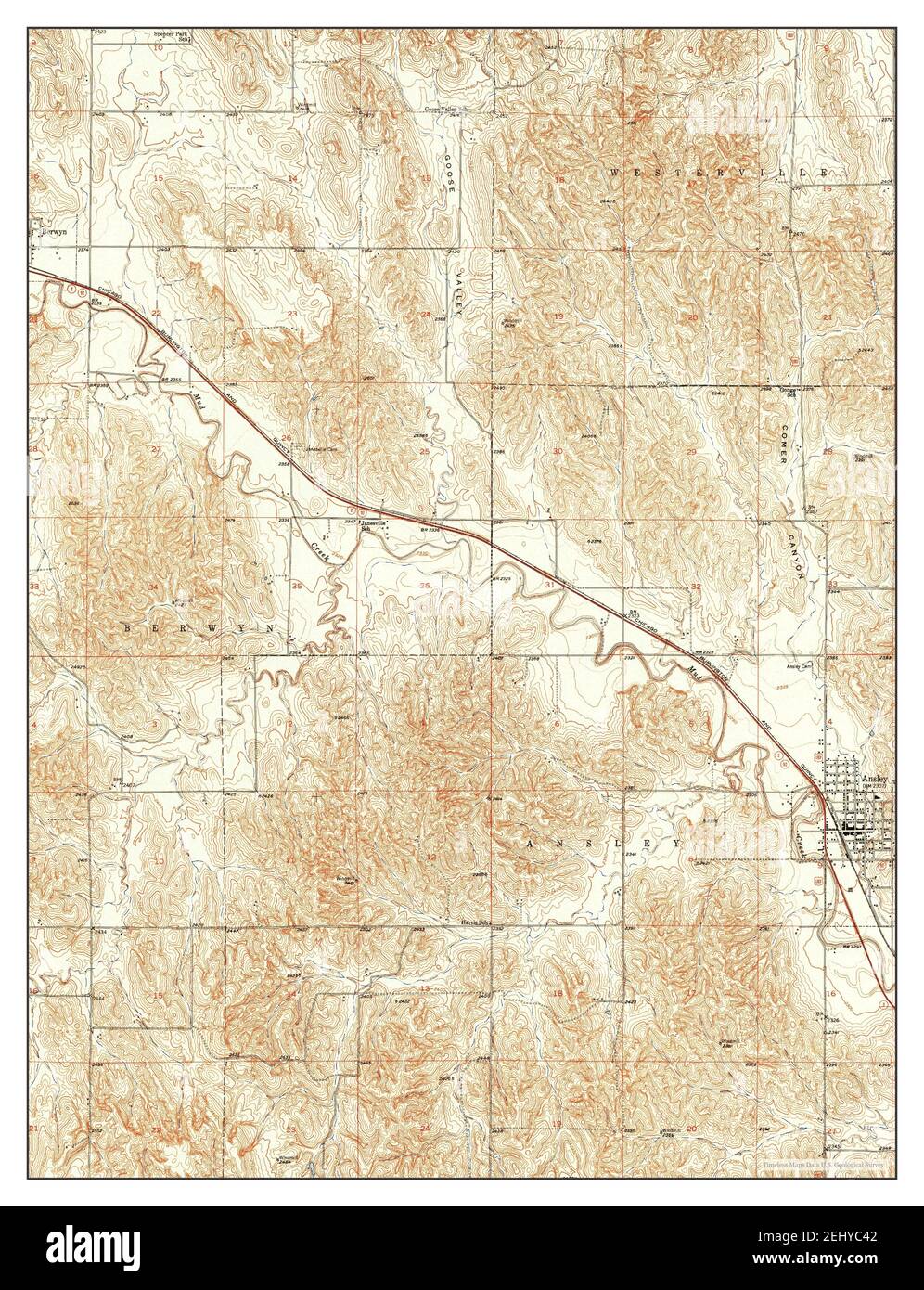 Ansley, Nebraska, map 1951, 124000, United States of America by