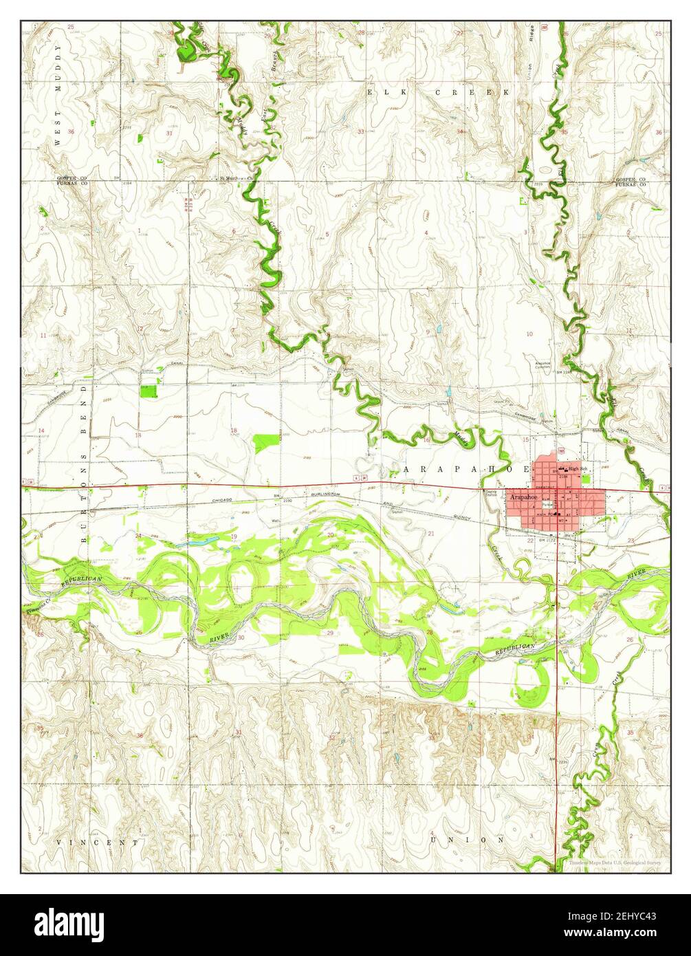 Arapahoe, Nebraska, map 1958, 124000, United States of America by Timeless Maps, data U.S