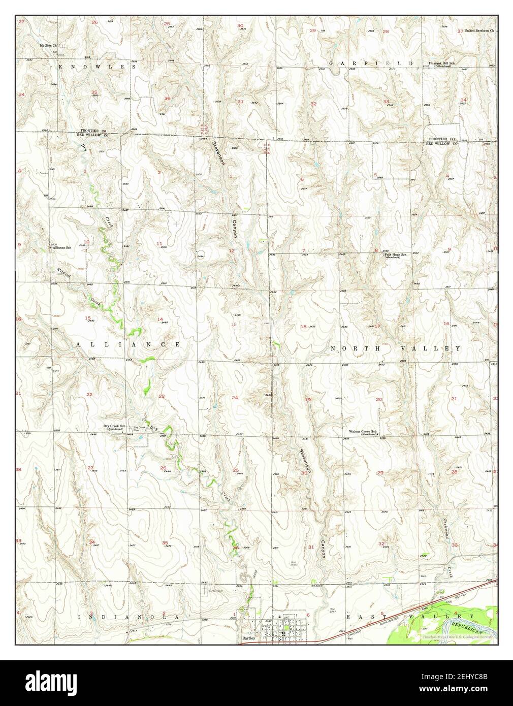 Bartley, Nebraska, map 1956, 124000, United States of America by
