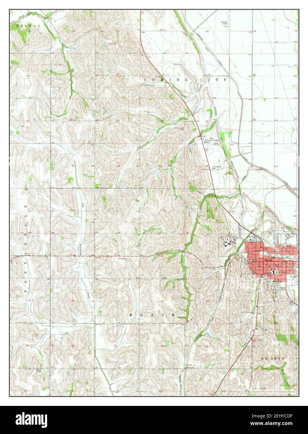 Historic Map of Blair Nebraska 1970