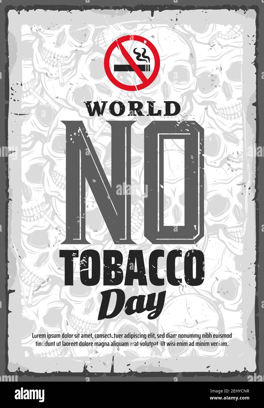 prohibition of tobacco World no tobacco day, smoking prohibition and healthcare movement. Vector  international event, refusal from harmful habit, human skulls and crossed  ou Stock Vector Image & Art