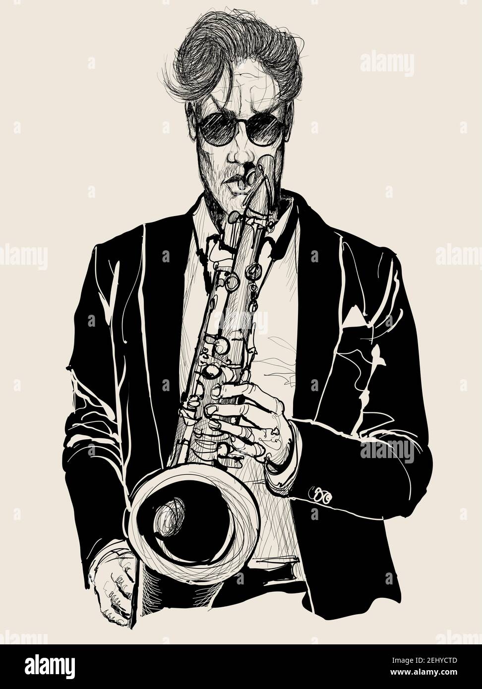 saxophone player in black vector illustration Stock Vector Image & Art