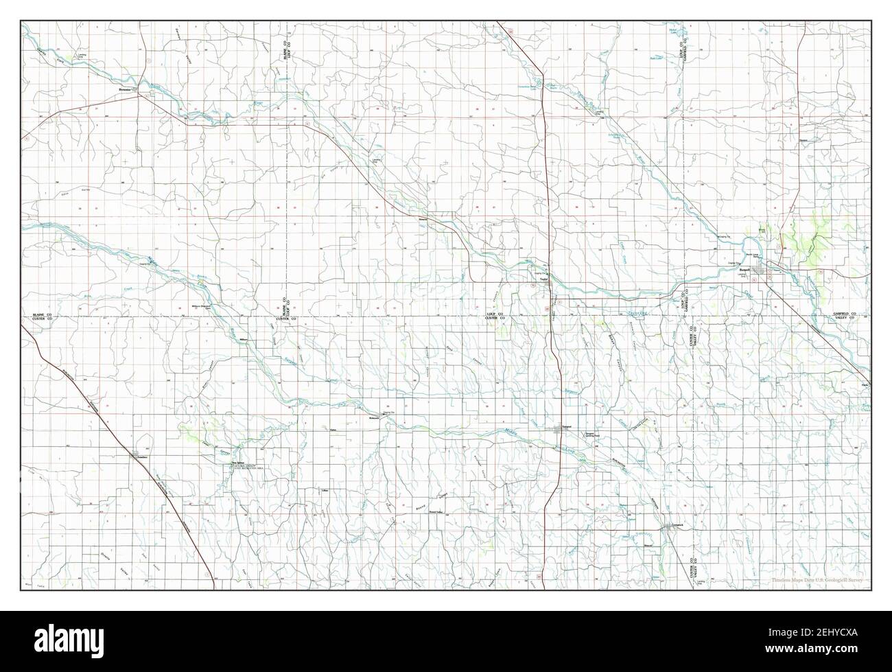 Burwell, Nebraska, map 1985, 1:100000, United States of America by Timeless Maps, data U.S. Geological Survey Stock Photo