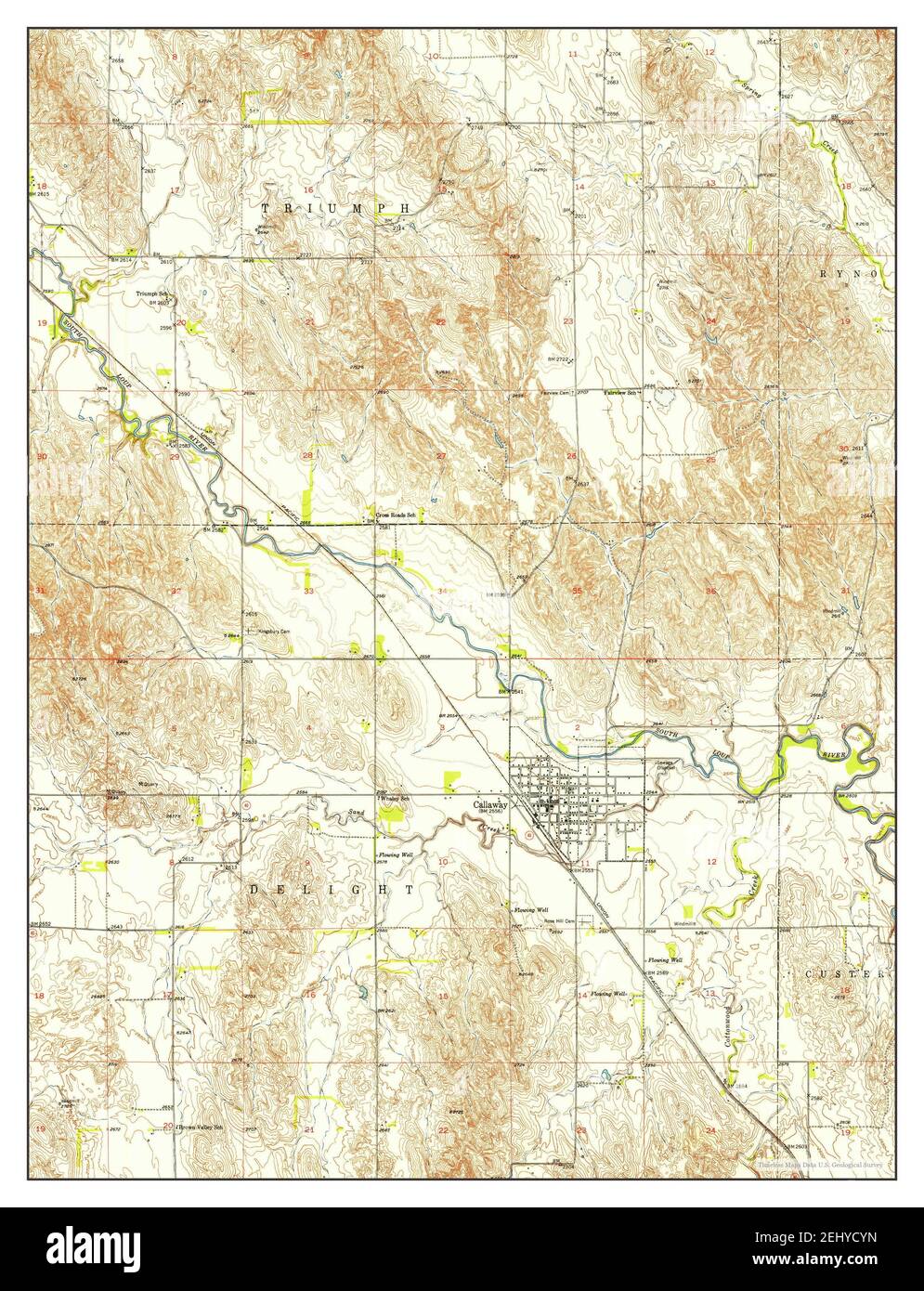 Callaway, Nebraska, map 1951, 124000, United States of America by