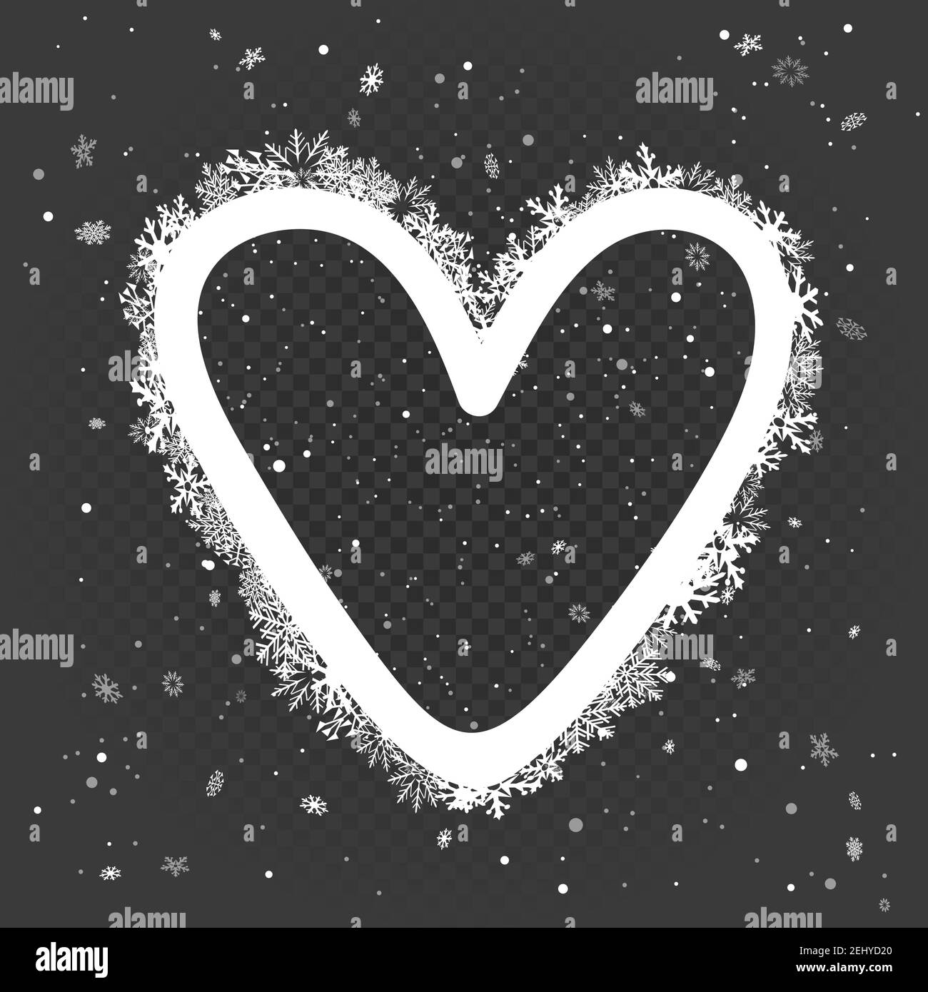 snowy white heart photo frame Stock Vector