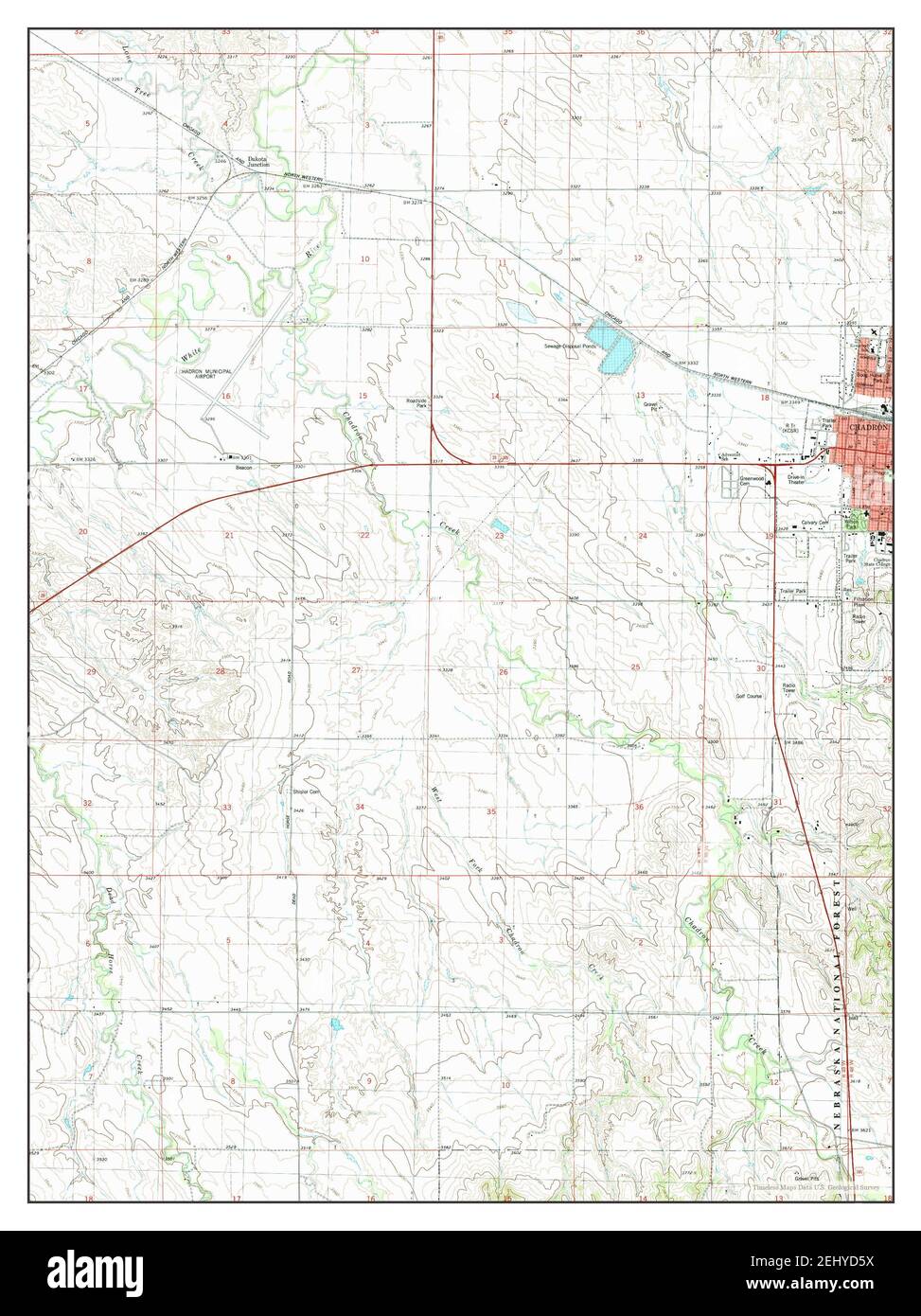 Chadron West, Nebraska, map 1980, 1:24000, United States of America by Timeless Maps, data U.S. Geological Survey Stock Photo