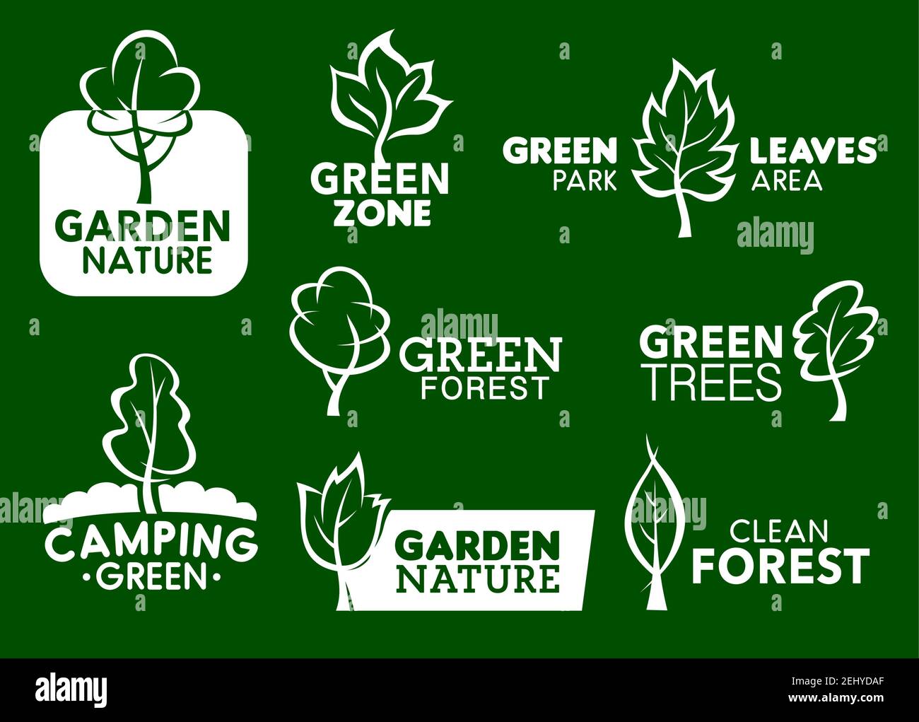 Nature green leaf icons and corporate identity business symbols. Vector ...