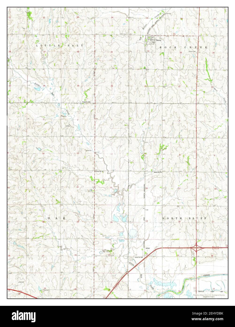 Davey, Nebraska, map 1964, 124000, United States of America by