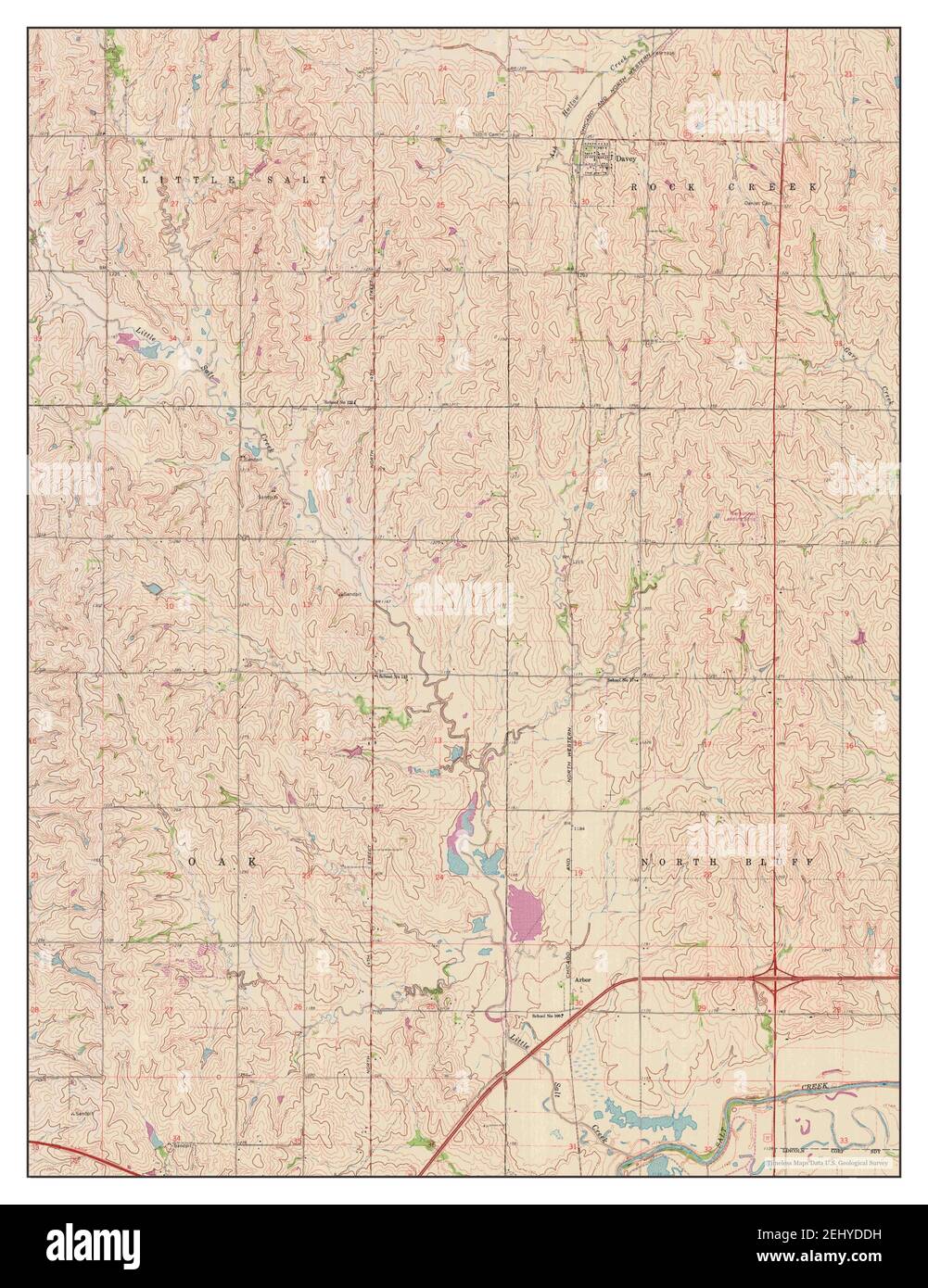 Davey, Nebraska, map 1964, 124000, United States of America by